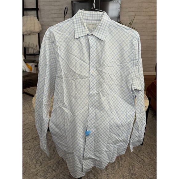Banana Republic White/Blue Fitted Button Down Long Sleeves Shirt Mens Size L - Picture 1 of 5
